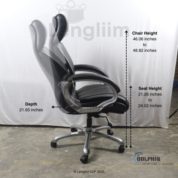 Dolphin DF 33 Premium Executive Office Chair (Leatherite, Black) Dimensions B