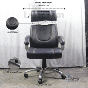 Dolphin DF 60 Executive Office Chair (Leatherite, Black) Front Dimensions
