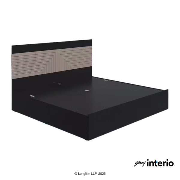Godrej Interio Apex Nx King Size Engineered Wood Bed with Pull-Out Storage Front Angle View without prop