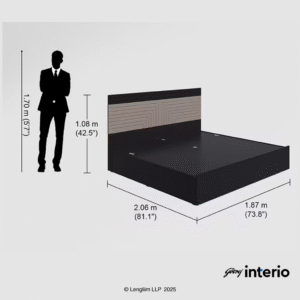 Godrej Interio Apex Nx King Size Engineered Wood Bed with Pull-Out Storage Dimensions