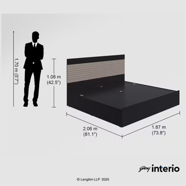 Godrej Interio Apex Nx King Size Engineered Wood Bed with Pull-Out Storage Dimensions