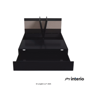 Godrej Interio Apex Nx King Size Engineered Wood Bed with Pull-Out Storage Front View with Drawers Open