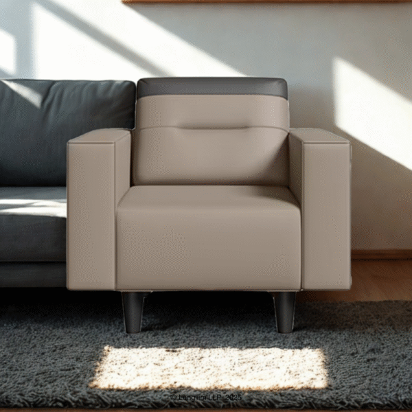Godrej Interio Vespera 1 Seater Sofa (Synthetic Leather, Black Peanut) Marketing Image