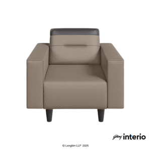 Godrej Interio Vespera 1 Seater Sofa (Synthetic Leather, Black Peanut) Front View