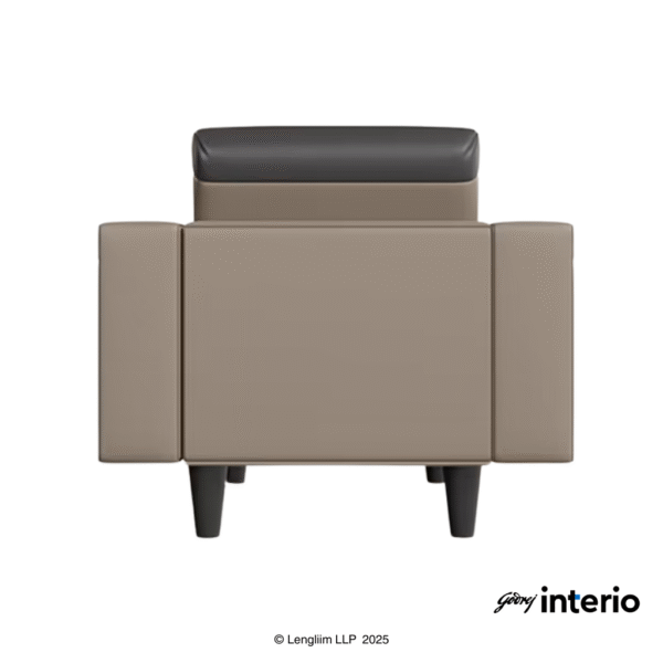Godrej Interio Vespera 1 Seater Sofa (Synthetic Leather, Black Peanut) Back View