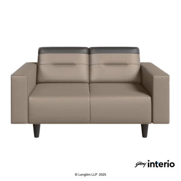 Godrej Interio Vespera 2 Seater Sofa (Synthetic Leather, Black Peanut) Front View