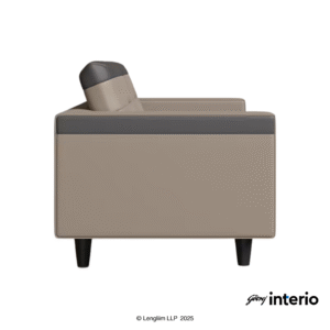 Godrej Interio Vespera 2 Seater Sofa (Synthetic Leather, Black Peanut) Side View