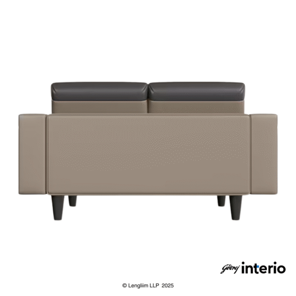 Godrej Interio Vespera 2 Seater Sofa (Synthetic Leather, Black Peanut) Back View