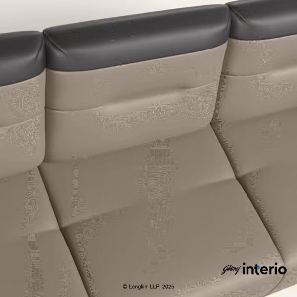 Godrej Interio Vespera 3 Seater Sofa (Synthetic Leather, Black Peanut) Seat View