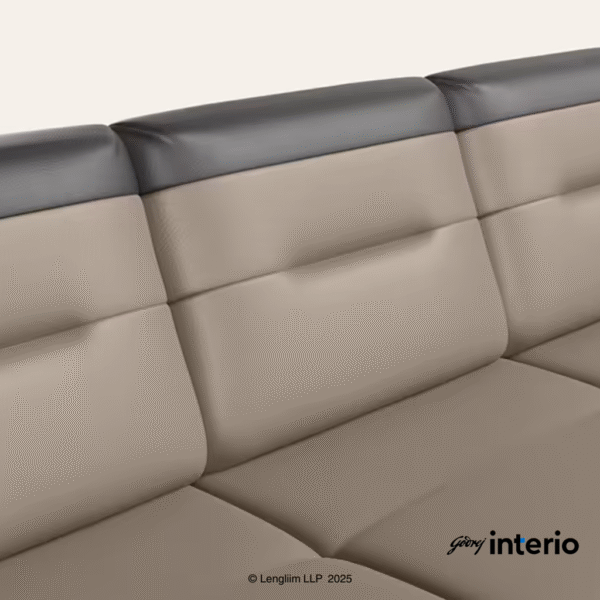 Godrej Interio Vespera 3 Seater Sofa (Synthetic Leather, Black Peanut) Back Rest View