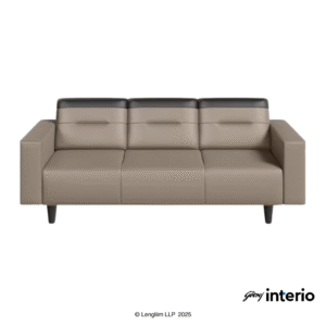 Godrej Interio Vespera 3 Seater Sofa (Synthetic Leather, Black Peanut) Front View