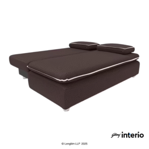 Godrej Interio Windsor 2 Seater Sofa Bed (Brown) Front Angle View Bedmode