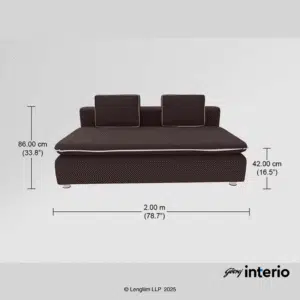 Godrej Interio Windsor 2 Seater Sofa Bed (Brown) Front Dimensions