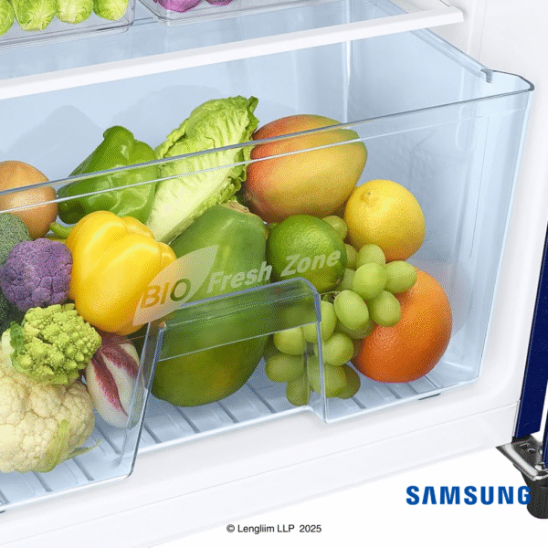 Samsung 183 Liters 3 Star Single Door Refrigerator (Camellia Blue, RR20C2723CU) Vegetable Box
