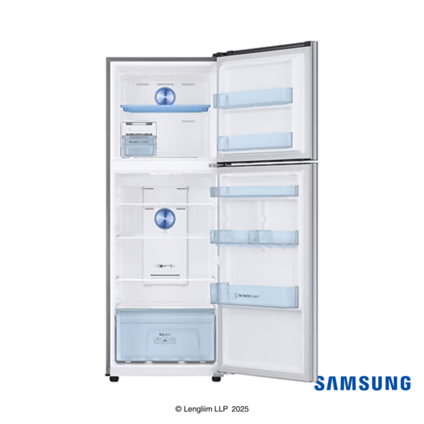 Samsung 301 Liters 2 Star Convertible Double Door Fridge (Elegant Inox, RT34C4522S8) Front View Interior