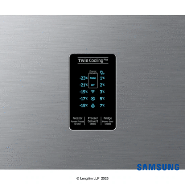 Samsung 301 Liters 2 Star Convertible Double Door Fridge (Elegant Inox, RT34C4522S8) Digital Control Panel