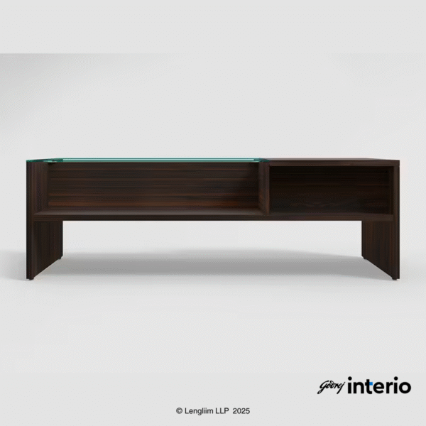 Godrej Interio Acura Pro Coffee Table (Tempered Glass, Wenge) Front View