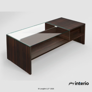 Godrej Interio Acura Pro Coffee Table (Tempered Glass, Wenge) Top Angle View