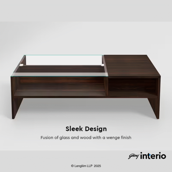 Godrej Interio Acura Pro Coffee Table (Tempered Glass, Wenge) Sleek Design