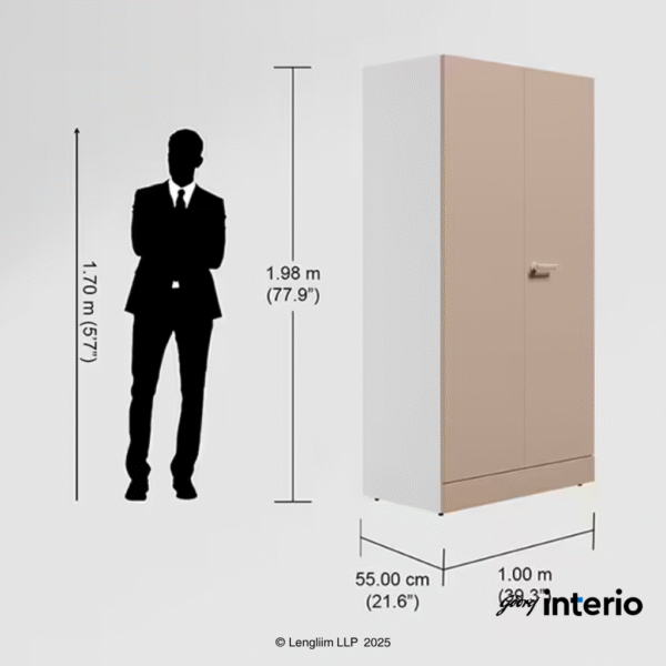 Godrej Interio Auraline Women Basic 2 Door Steel Almirah (Affogato Tex) Dimensions