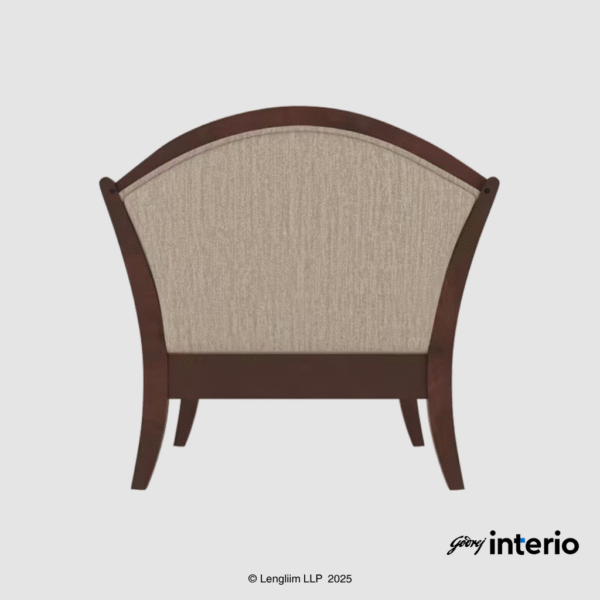 Godrej Interio Cedar 1 Seater Sofa (Fabric, Beige) Back View