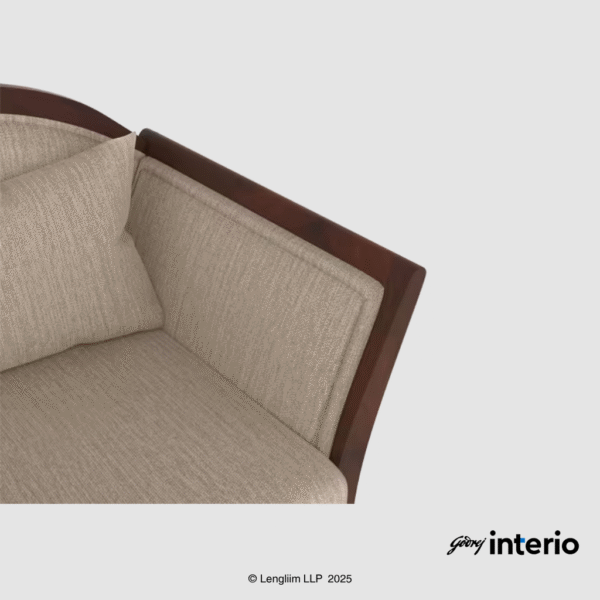 Godrej Interio Cedar 1 Seater Sofa (Fabric, Beige) Arm Rest View