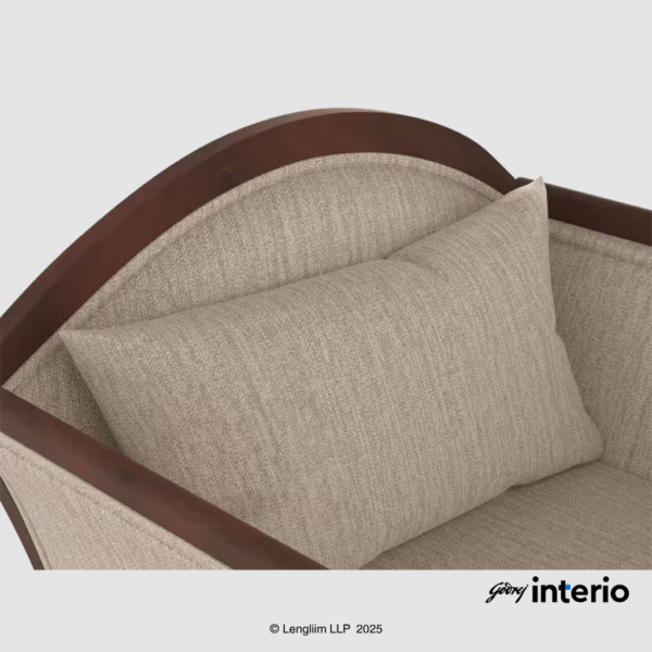 Godrej Interio Cedar 1 Seater Sofa (Fabric, Beige) Back Rest