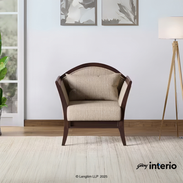 Godrej Interio Cedar 1 Seater Sofa (Fabric, Beige) Marketing View