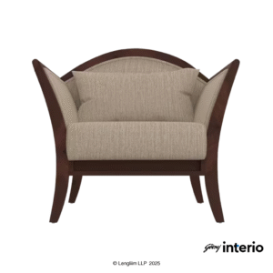 Godrej Interio Cedar 1 Seater Sofa (Fabric, Beige) Front View
