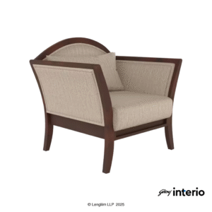 Godrej Interio Cedar 1 Seater Sofa (Fabric, Beige) Front Angle View