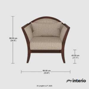 Godrej Interio Cedar 1 Seater Sofa (Fabric, Beige) Dimensions B