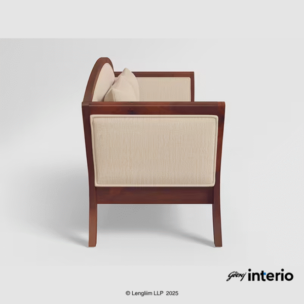 Godrej Interio Cedar 3 Seater Sofa (Fabric, Beige) Side View
