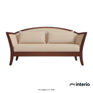 Godrej Interio Cedar 3 Seater Sofa (Fabric, Beige) Front View