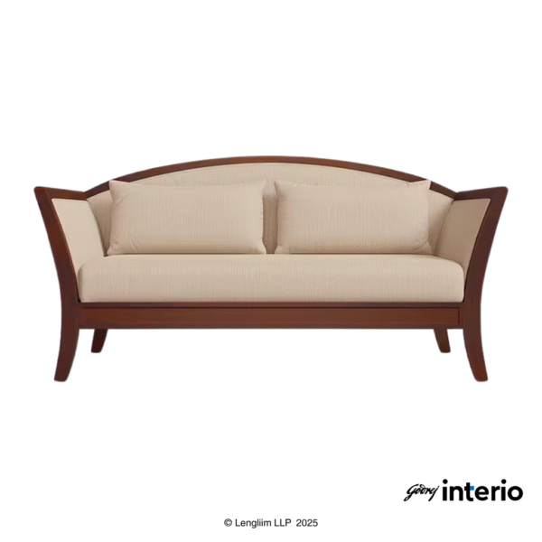 Godrej Interio Cedar 3 Seater Sofa (Fabric, Beige) Front View