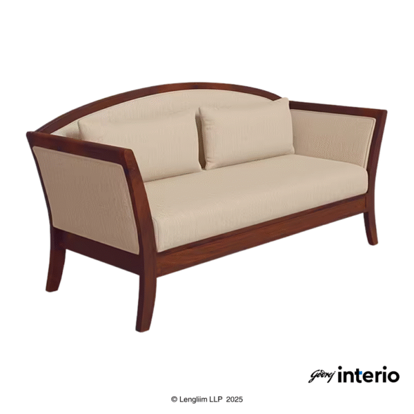 Godrej Interio Cedar 3 Seater Sofa (Fabric, Beige) Front Angle View