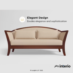 Godrej Interio Cedar 3 Seater Sofa (Fabric, Beige) Elegant Design