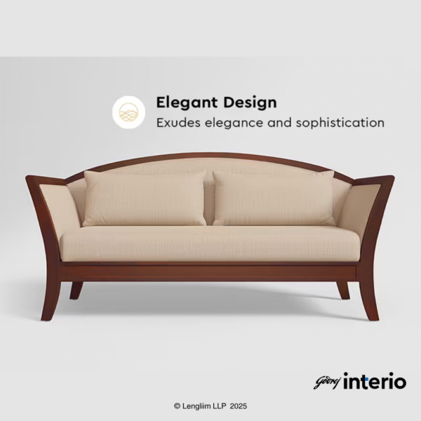 Godrej Interio Cedar 3 Seater Sofa (Fabric, Beige) Elegant Design