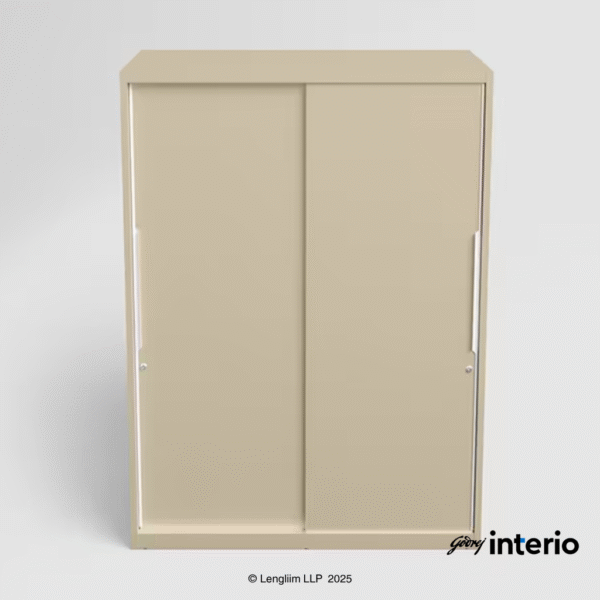 Godrej Interio Slide N Store Pro Sliding Steel Almirah (Oatmeal) Front Top View
