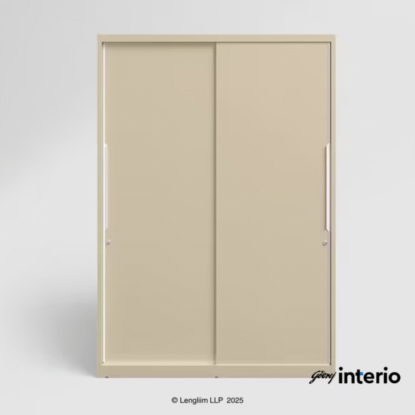 Godrej Interio Slide N Store Pro Sliding Steel Almirah (Oatmeal) Front View