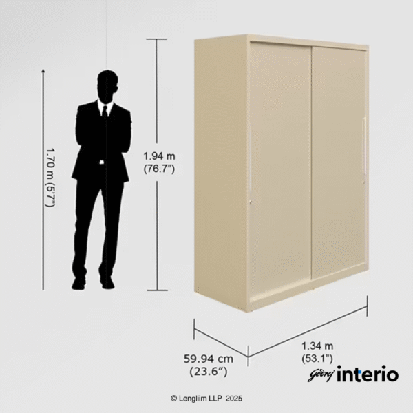Godrej Interio Slide N Store Pro Sliding Steel Almirah (Oatmeal) Dimensions