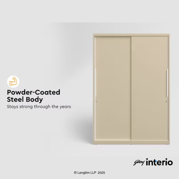 Godrej Interio Slide N Store Pro Sliding Steel Almirah (Oatmeal) Powder Coated Steel Body