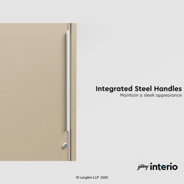 Godrej Interio Slide N Store Pro Sliding Steel Almirah (Oatmeal) Integrated Steel Handles