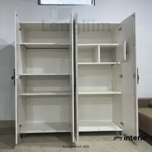 Godrej Interio Kreation X3 4 Door Steel Almirah (Hinge Door, Locker, Alpine White) Front Interior View 2