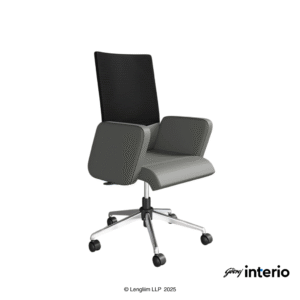 Godrej Interio Aircon Mid Back Leatherette Ergonomic Office Chair (Ash Grey) Front Angle View