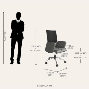 Godrej Interio Aircon Mid Back Leatherette Ergonomic Office Chair (Ash Grey) Dimensions