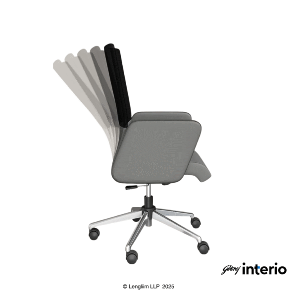 Godrej Interio Aircon Mid Back Leatherette Ergonomic Office Chair (Ash Grey) Recline