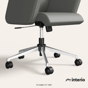 Godrej Interio Aircon Mid Back Leatherette Ergonomic Office Chair (Ash Grey) Base Stand