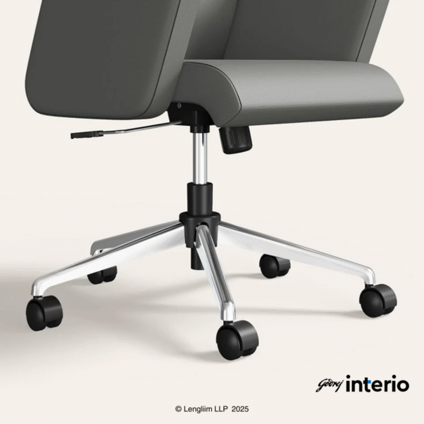 Godrej Interio Aircon Mid Back Leatherette Ergonomic Office Chair (Ash Grey) Base Stand
