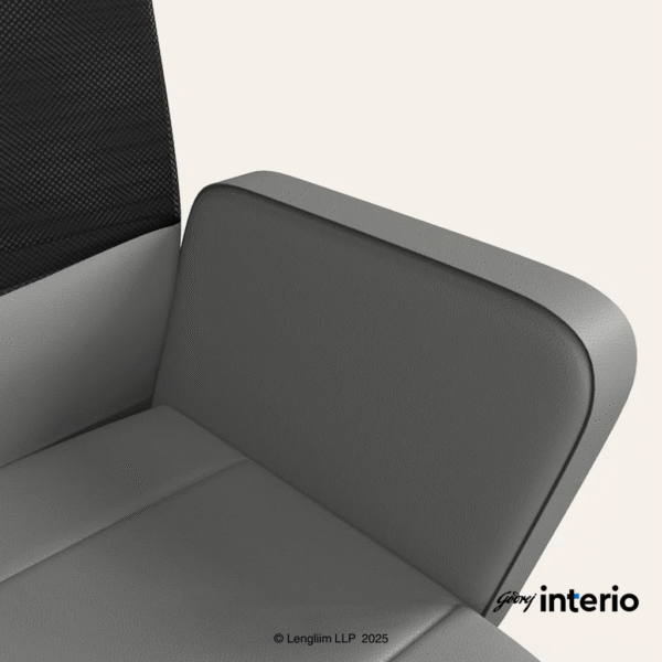 Godrej Interio Aircon Mid Back Leatherette Ergonomic Office Chair (Ash Grey) Arm Rest