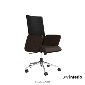 Godrej Interio Aircon Mid Back Microfiber Ergonomic Office Chair (Saddle Brown) Front Angle View